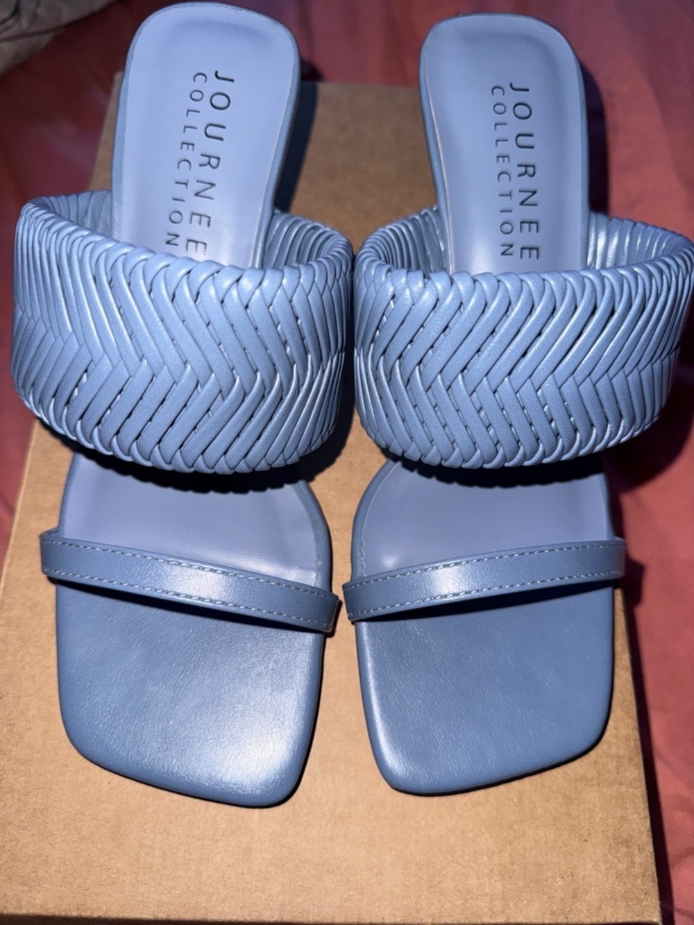 Journee Collection Monyka Braided Double-Strap Slide Sandals - Dusty Blue